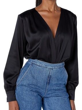 Steve Madden Tamaira Bodysuit- Black Satin